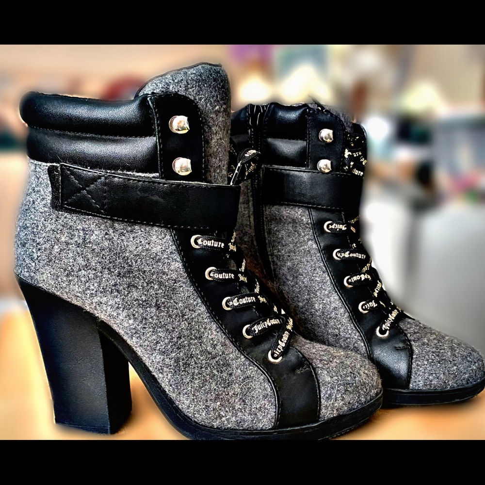 JUICY COUTURE BOOTS W/ CHUNKY HEEL - SIZE 7.5 WOMEN - USED BUT GOOD CONDITION -